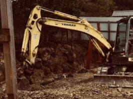 Excavating as part of landscaping